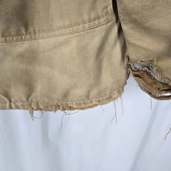 Vintage Carhartt Thrashed Worn In Faded Arctic Duck Canvas Chore Coat - Picture 8 of 16